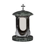 Grablaterne aus Granit Olive Green - verchromt