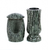 Grablaterne - Grabvase - Set aus Granit Olive green