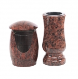 Grablaterne - Grabvase - Set aus Granit Vanga